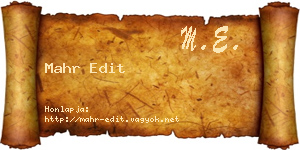 Mahr Edit névjegykártya